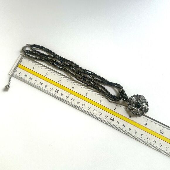 Cookie Lee irridescent beaded multi strand pendant necklace - Picture 7 of 10